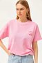 Women's Pink Mom Embroidered 2 Thread Oversize T-Shirt TSH-19000785 - 2