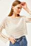 Women's Stone Spanish Sleeve Collar Pearl Cotton Knit Blouse BLZ-19002523 - 5