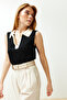 Ekru Polo Yaka T-Shirt Görünümlü Bluz TWOSS24BZ00273 - 5