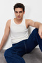 White Slim/Narrow Cut Corduroy Basic Sleeveless T-Shirt/Singlet Tmnss24Al00006 - 2
