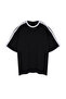 Büyük Beden Siyah Oversize/Geniş Kesim Kontrast Detaylı %100 Pamuklu T-shirt TMNSS24BF00033 - 7