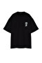 Black Plus Size Oversize Fit Cotton T-Shirt with Far East Graphic Print TMNSS24BF00032 - 8