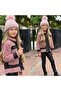 Girl's Plush Coat Coat Jacket Leather Leggings Pompom Beret 3-Piece Holiday Combination Set - 2