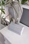 Silver Satin Shuttle Waterway Stoned Cornered Covered Box Evening Dress Women's Bag