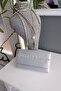 Silver Satin Shuttle Waterway Stoned Cornered Covered Box Evening Dress Women's Bag - 3