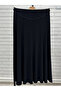 Black Elastic Waist Large Size Mother Skirt-Sendy Fabric - 2