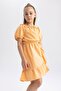 Girl's Stretchy Collar Short Sleeve Cotton Dress - 4