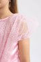 Girl's Crew Neck Short Sleeve Tulle Dress Y7210a622sm - 6