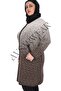 Leopard Patterned Large Size Knitwear Jacket with Pockets - 7