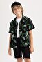 Boy's Oversize Fit Viscose Short Sleeve Shirt Z1043a623hs