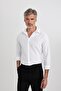 Slim Fit Polo Collar Poplin Long Sleeve Cotton Shirt R4340az23sp - 3