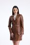 7406 Genuine Leather Women's Trench Coat - 2