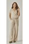 MUSLIN CROWACE COLLAR SLIT WOMEN'S JUMPSUIT - 3