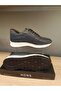 Genuine Leather Navy Blue Men's Shoes Skin Leather Lace-up Sneaker (model 1012) - 2