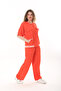 WOMEN'S LARGE SIZE AYROBIN FABRIC ORANGE STRIPED SHORT SLEEVE SET - 3