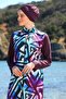 Digital Printed Long Gilet Model Closed Hijab Swimsuit 3484 - 6