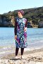 Digital Printed Long Gilet Model Closed Hijab Swimsuit 3484 - 2