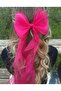 Women's Long Tulle Fuchsia Bowknot Buckle with Curled Ribbon and Clip - 4