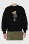 Teddy Bear Mr. Nice Guy Front Printed Black Oversize Sweatshirt Men's Women's Crew Neck - 2