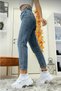 Mona Snow Blue Mom Jean Women's Boyfriend High Waist Lycra Jeans