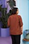 Large Size Brown Shirt with Pocket Cover Stone Detail - 6