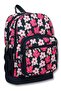 Cennec Four-Eye Primary School School Backpack - Girl - Black Red Flowers