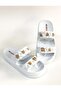 Akınalbella White Two Belt Accessories Daily Travel Eva Slippers - White - 40