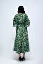 Chiffon Fabric Bat Sleeve Midi Dress - GREEN - 5