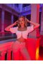 Women's Balloon Sleeve Buttoned Aerobin Fabric Cropped Blouse - 3