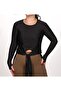Long Sleeve Crop Sportsman Black T-shirt Hlv1338u - 4