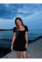 Women's Backless Rope Tie Detail Gathered Short Sleeve Top Gathering Detail Mini Summer Dress - 5