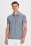 Men's Navy Blue Slim Fit Slim Fit Cotton Polo Neck T-Shirt