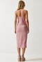 Women's Dust Rose White Floral Slit Summer Knit Dress CI00029 - 5