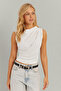Woman's White Drawstring Blouse YZ625 - 6