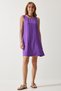 Women's Purple Sleeveless Linen Viscose Bell Dress JH00005 - 2