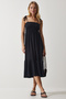 Women's Black Strap Crinkle Summer Knitted Dress UB00250