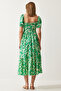 Women's Green Floral Patterned Summer Viscose Dress CI00079 - 7
