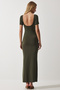 Women's Khaki Low-cut Long Sandy Knitted Dress DZ00115 - 5