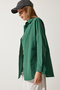 Women's Emerald Green Oversize Long Basic Shirt 3900 DD00842 - 3