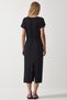 Women's Black Belted V-neck Viscose Dress UB00240 - 6