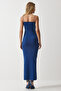 Women's Blue Rope Strap Slit Saran Sandy Dress DZ00114 - 6