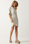 Women's Cream Gathered Mini Knitted Dress NV00065 - 2