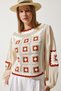 Women's Cream Embroidered Woven Blouse ES00157 - 2