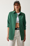 Women's Emerald Green Oversize Long Basic Shirt 3900 DD00842