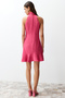 Pembe Halter Yaka A Kesim Mini Dokuma Elbise TWOSS21EL1538 - 5