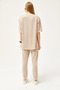 Women's Beige Draped Crystal Bottom Top Set TKM-19000264 - 6