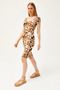 Women's Patch Brown Robe Gathered Crystal Viscose Dress ELB-19002061 - 5