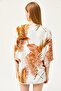 Women's Tan Guipure Detailed Viscose Kimono CKT-19000080 - 7