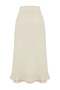 Beige Skirt with Ruffle Slit Detail Aerobin Fabric Midi Length Woven Skirt Twoss24Et00067 - 8