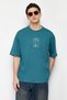 Emerald Green Oversize/Wide Cut 100% Cotton Tarot Printed T-Shirt Tmnss24Ts00002 - 2